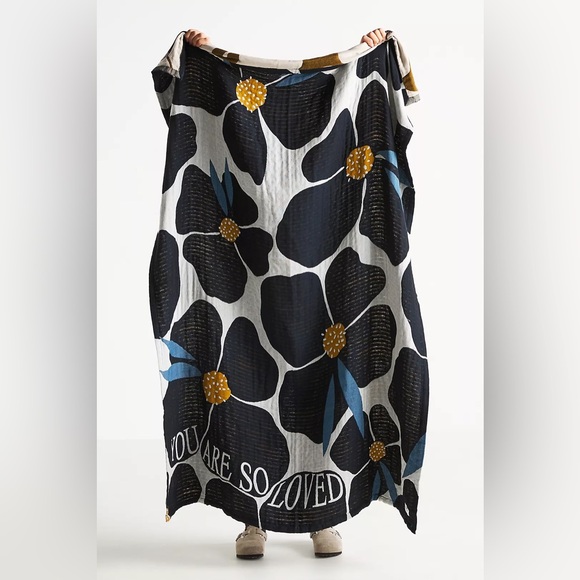 Anthropologie Other - Anthropologie McKenzie Parrott Floral Threads Cotton Jacquard Throw Blanket